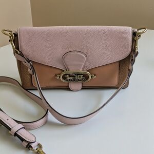 Coach Jade Vintage Two-Tone Pink and Tan Signature  Crossbody